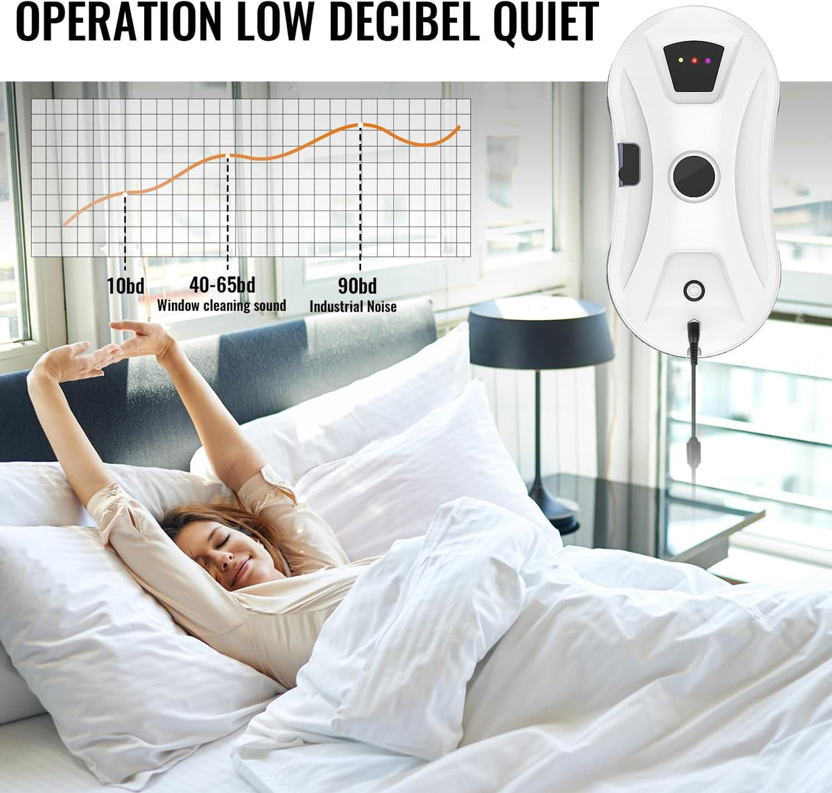 Window Cleaning Robot with Spray Function, 5600 Pa Window Robot with Intelligent Navigation, 3 Cleaning Modes, Safety Rope and UPS, for Windows, Glass, Mirrors and Tiles