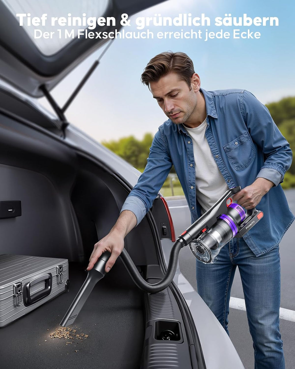 Battery Vacuum Cleaner 600 W/45 kPa/60 Min, Wireless Vacuum Cleaner with 1 m Hose, HD Display, Aromatherapy, 1.8 L Dust Container, Anti-Tangle Brush, Vacuum Cleaner Green LED Light Brush for Carpets