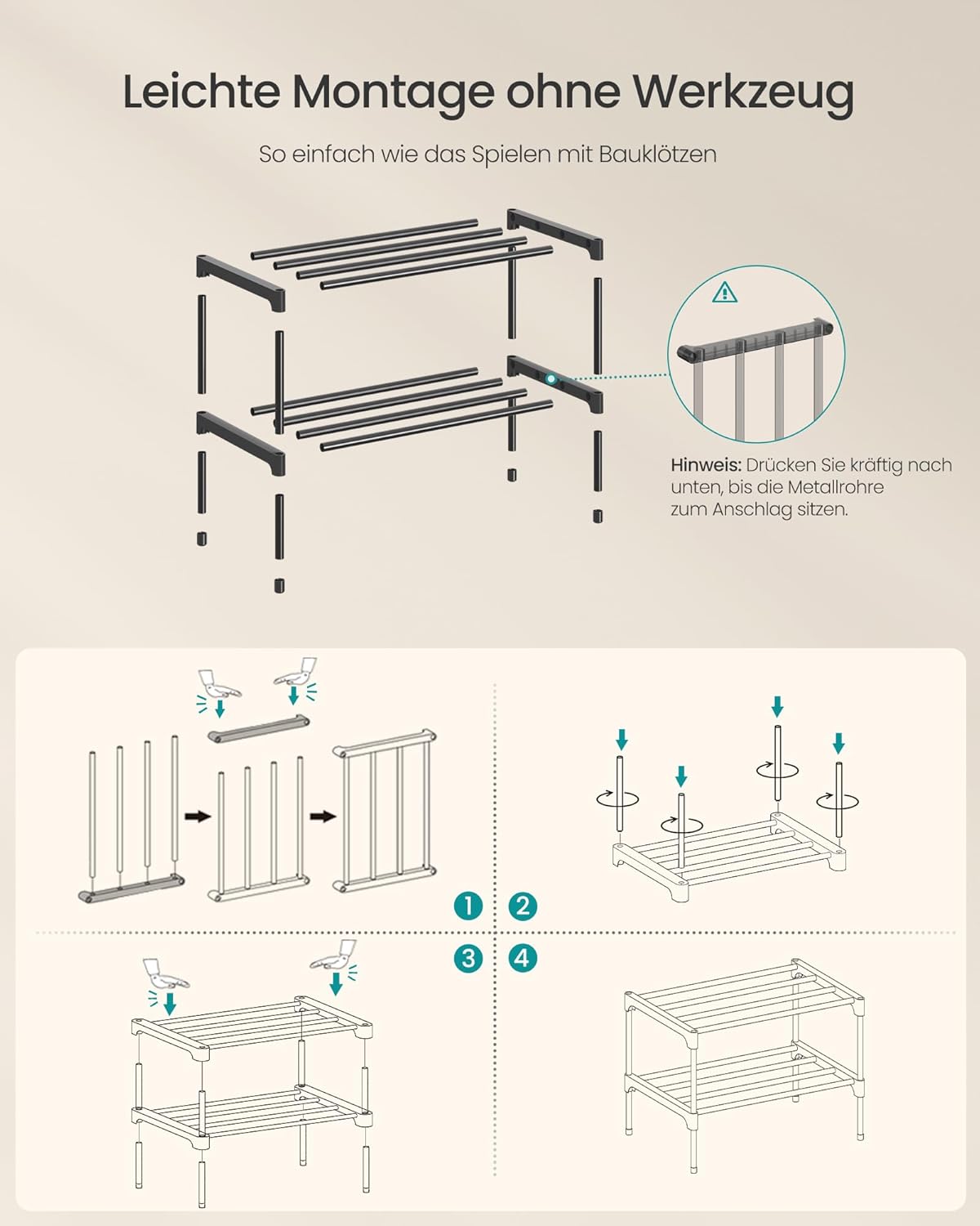 SONGMICS Shoe Rack 2 Tier Shoe Rack Narrow Shoe Organizer Metal Hallway Living Room Wardrobe Space Saving Stackable 30x45x31cm Black LSA112BH01