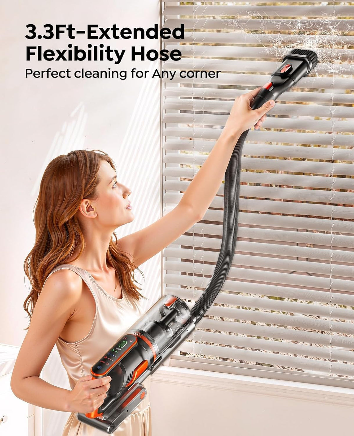 Fieety Battery Vacuum Cleaner, 600 W/50 kPa/65 Min Wireless Vacuum Cleaner with Wall-Mounted Charging Station, Aromatherapy, Automatic Mode, Flexible Bending Joint, 1 m Hose for Hard Floors, Carpets