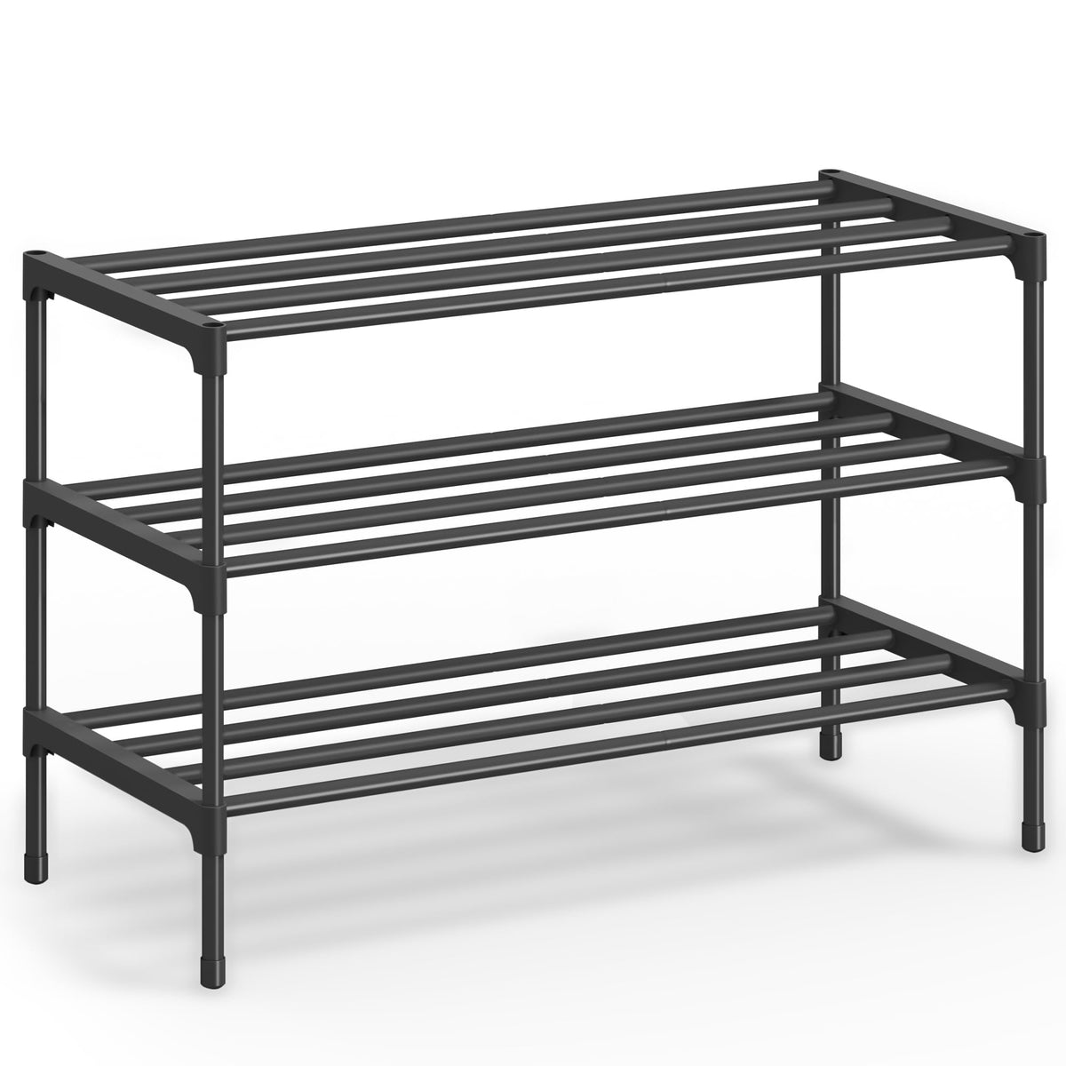 SONGMICS Shoe Rack 2 Tier Shoe Rack Narrow Shoe Organizer Metal Hallway Living Room Wardrobe Space Saving Stackable 30x45x31cm Black LSA112BH01
