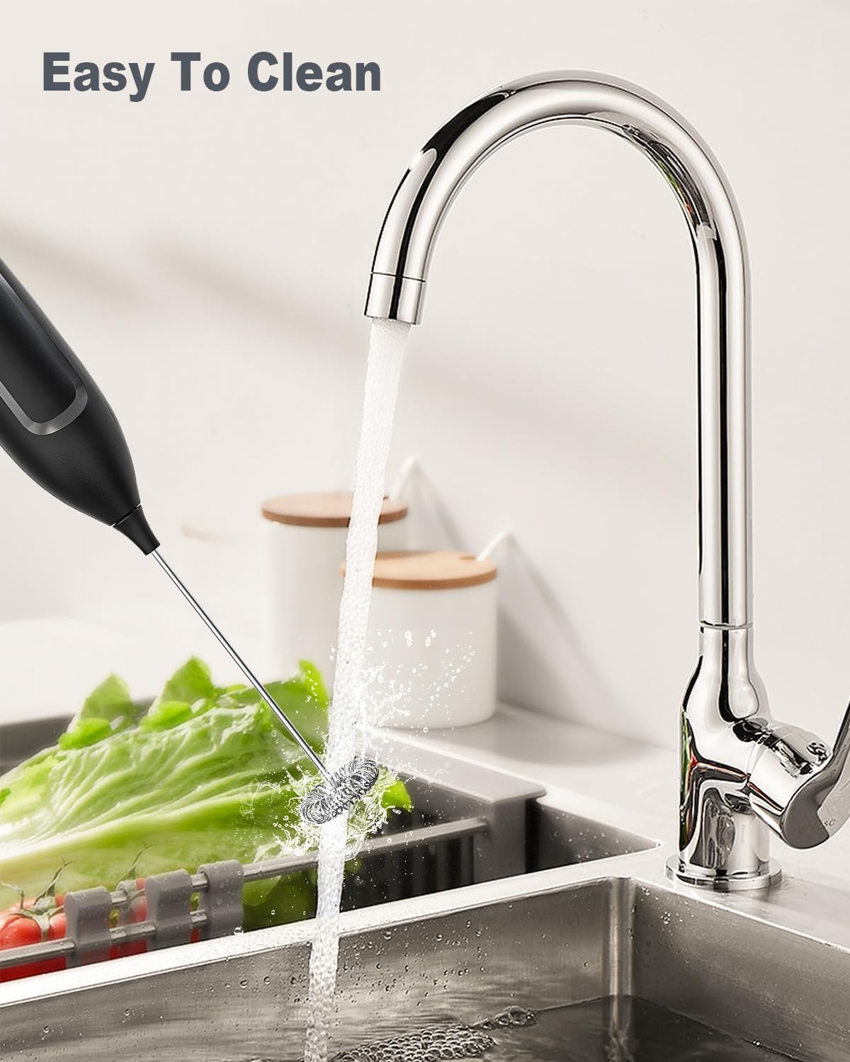 Milk Frother Stick/Milk Frother Electric Portable with High Performance Drink Mixer Coffee Whisk Battery Operated for Latte, Matcha Tea, Cappuccino, Black