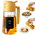SWEET VIEW 2 in 1 Oil Sprayer for Cooking, 470 ml Glass Oil Bottles/Olive Oil Spray Bottle for Salad, Grilling and Hot Air Fryer (Black)