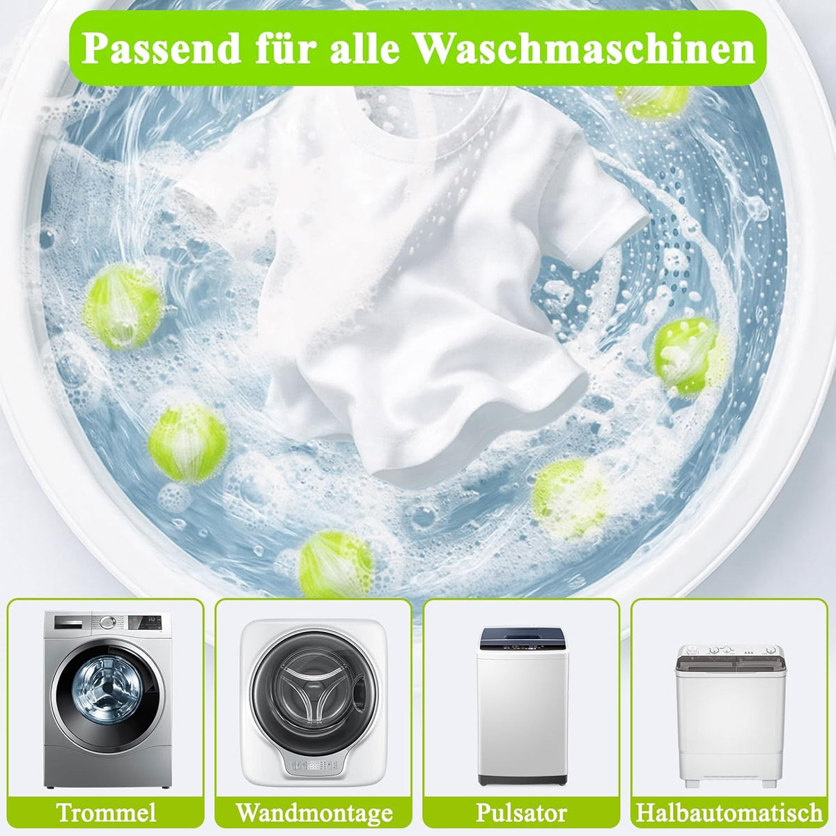 Pet Hair Remover for Washing Machine - Pack of 12 Reusable Lint Balls Against Dog Hair & Cat Hair | Hair Catcher Washing Machine for Clothes & Blankets (Green)