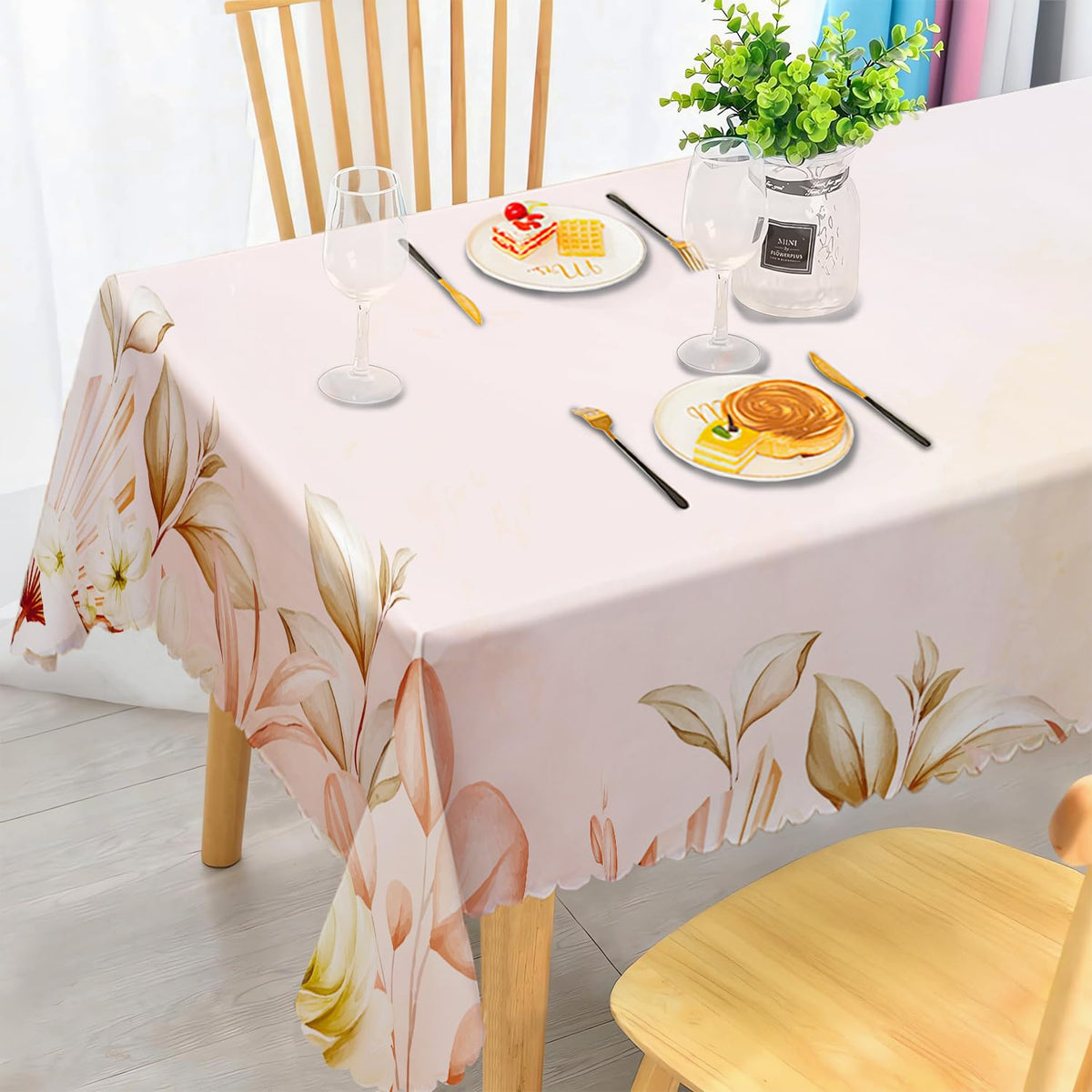 Round Tablecloth 120 cm Weatherproof Washable Polyester Dandelion Floral Pattern Outdoor Tablecloth for Garden Kitchen Dining Room Balcony for 2-4 People Waterproof and Durable