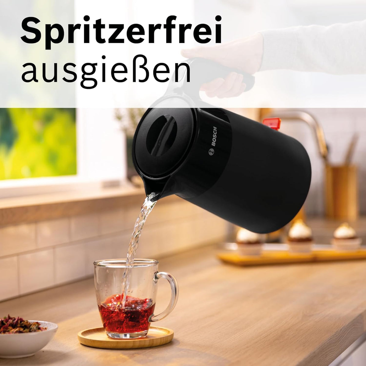 Bosch MyMoment TWK2M163 Wireless Kettle Automatic Shut-Off, Overheating Protection, Cup Display, Removable Limescale Filter, Boil Dry Protection, Automatic Steam Stop, 1.7 L, 2400 W, Matte Black
