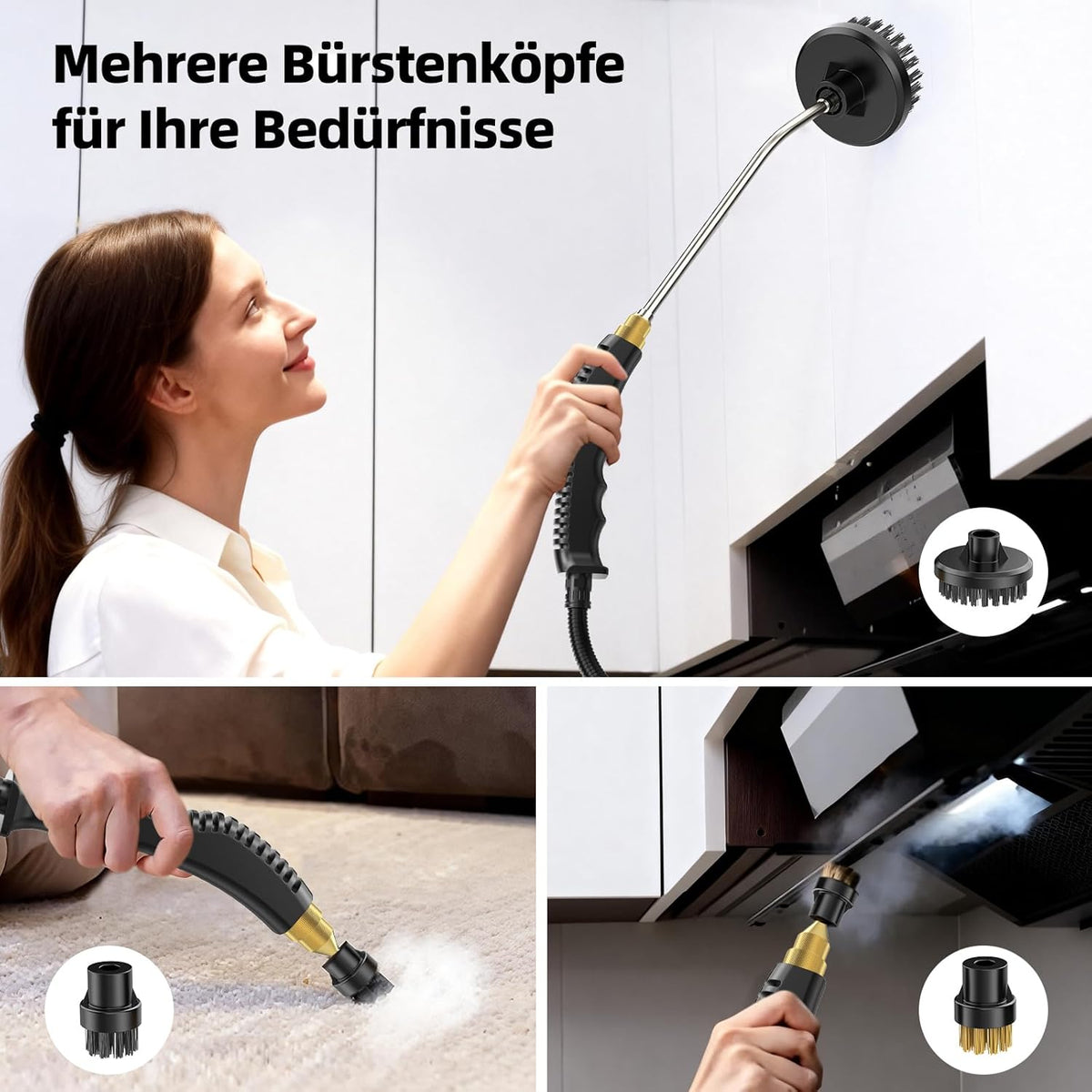 Steam Cleaner, Heating Time 15 Seconds, 1 L Water Tank, 1500 W Power, 6 Speed Settings, Portable Steam Cleaner, Steam Cleaner for Floor, Kitchen, Windows, Bathrooms, Cars