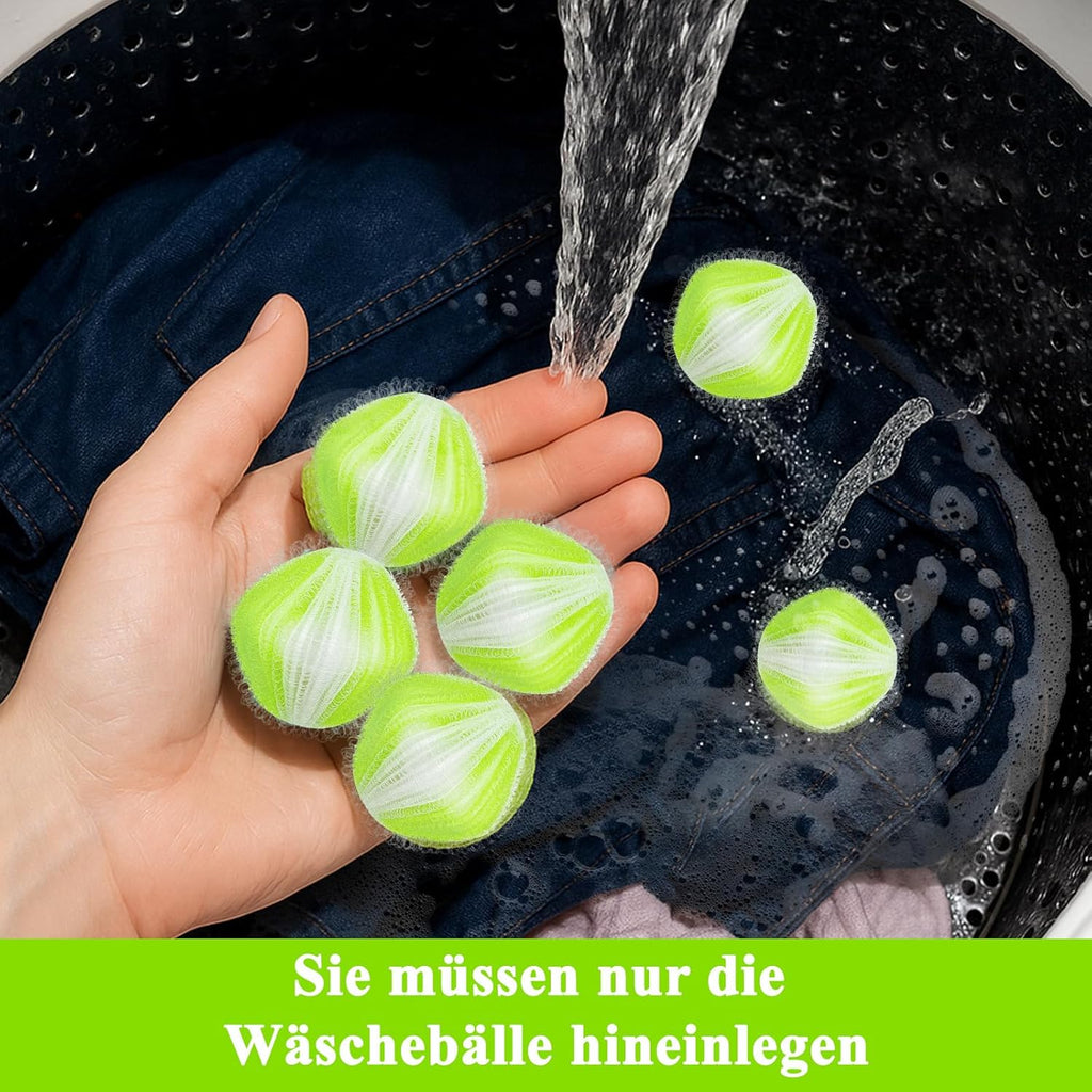 Pet Hair Remover for Washing Machine - Pack of 12 Reusable Lint Balls Against Dog Hair & Cat Hair | Hair Catcher Washing Machine for Clothes & Blankets (Green)