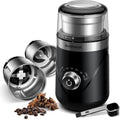 SHARDOR Electric Coffee Grinder with 2 Stainless Steel Cups, Spice Mill, Automatic Timer, Coffee Grinder for Coffee Beans, Spices, Cereals, Nuts, 2 x 80 g