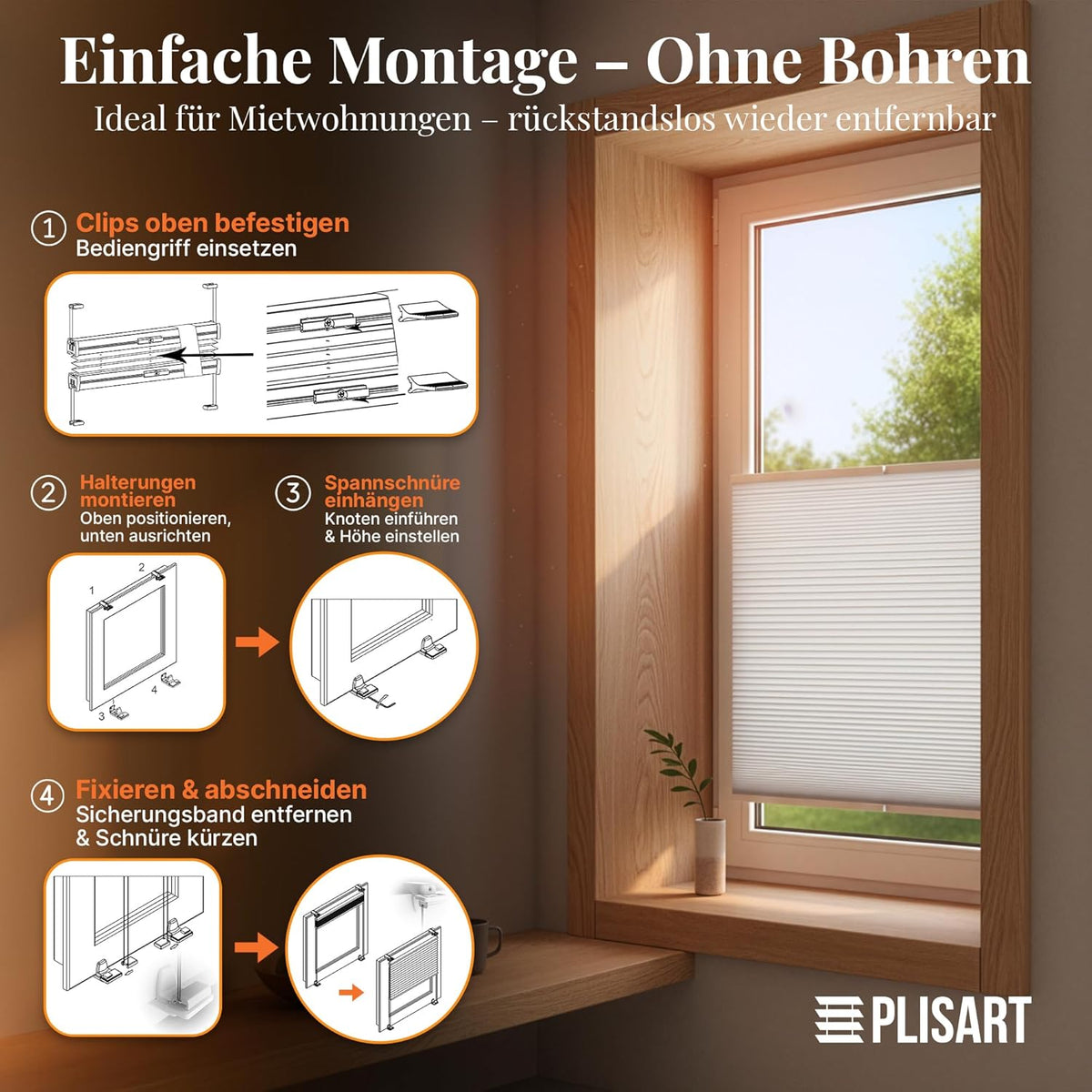 Klemmfix Honeycomb Pleated Blind, No Drilling, 100% Blackout Honeycomb Roller Blind, Two-Tone, Beige/White, 80 x 130 cm, Thermal Folding Blind with Metal Clips for Windows and Doors, Blind