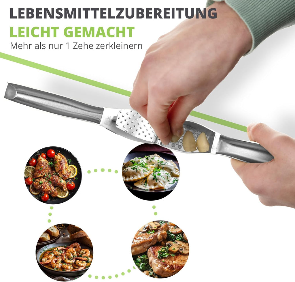 Oliver's Kitchen Premium Garlic Press, Handy & Easy to Clean, Press Garlic & Ginger Effortlessly (No Peeling Required), Extra Strong & Durable in Stylish Zinc Alloy