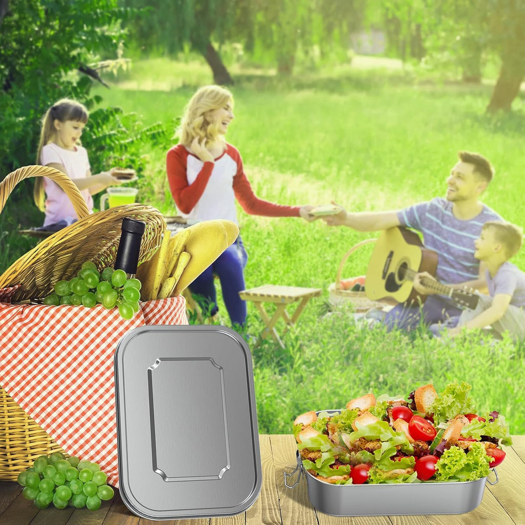 Stainless Steel Lunch Box with Compartments, Leak-Proof, 1200 ml, Lunch Box with Divider, Metal Lunch Box for Adults and Children